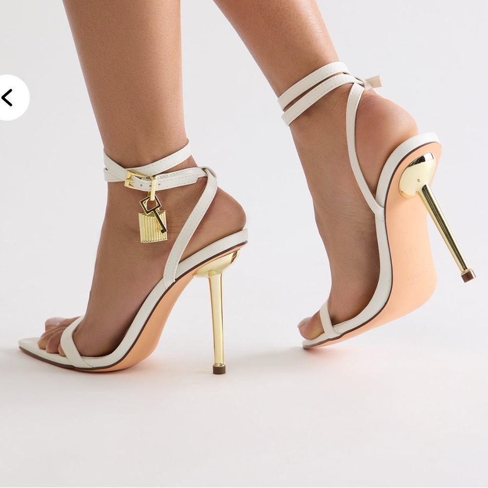 Elegant White and Gold Stiletto Heels
